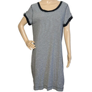 Chicos Zenergy Sinclair Strip Dress Size 2 US Large Shirt Midi 100% Cotton